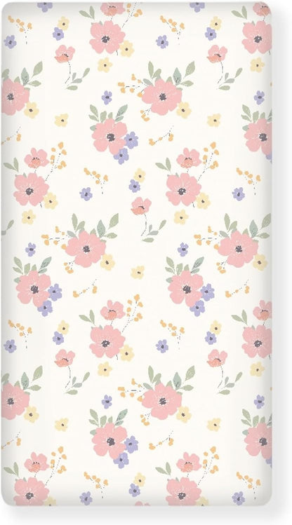 Dreamy Floral Print Fitted Crib Sheet Flower Baby Crib Sheet Fit Standard Crib and Toddler