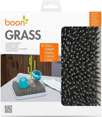 Boon Grass Plastic Drying Rack - Modern Countertop Baby Bottle Organizer - 9.75 x 9.88 x 3.0 inches