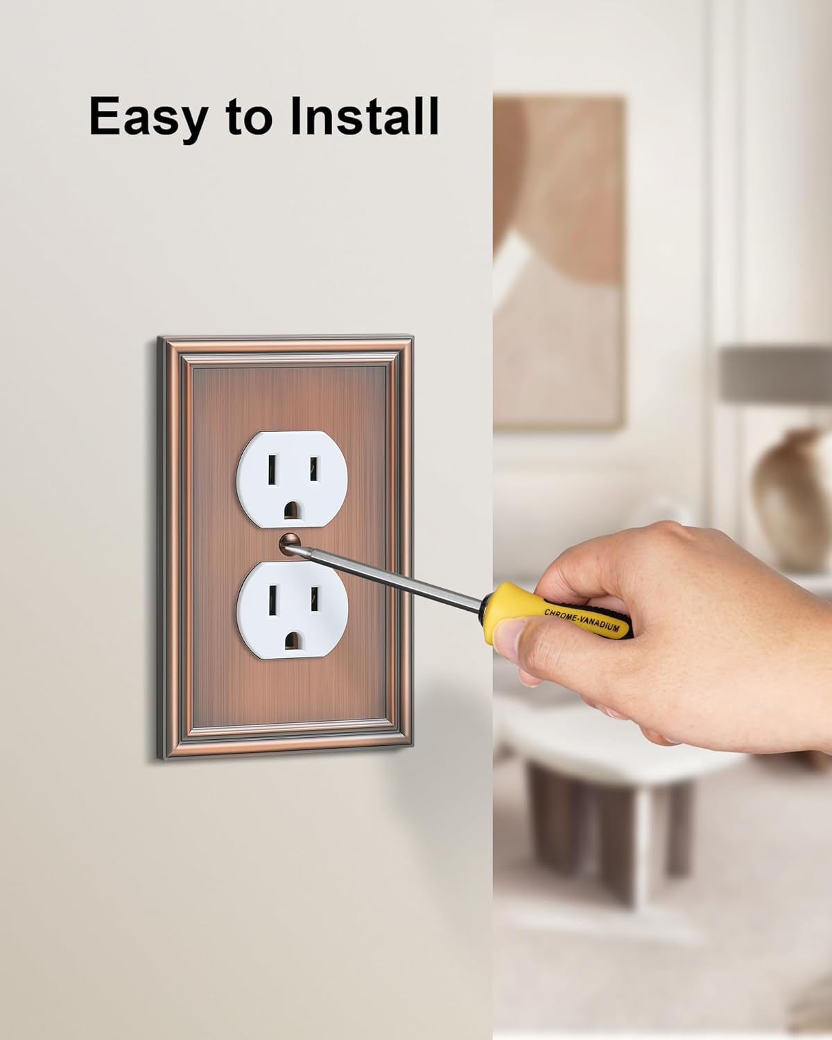 6-Pack Single Duplex Outlet Cover Plate, Decorative Antique Copper Switch Plates and Outlet Covers