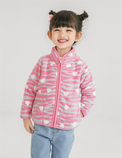 Kids Printed Polar Fleece Jacket Toddler Baby Boys Girls Autumn Winter Warm Sherpa Lining Outerwear