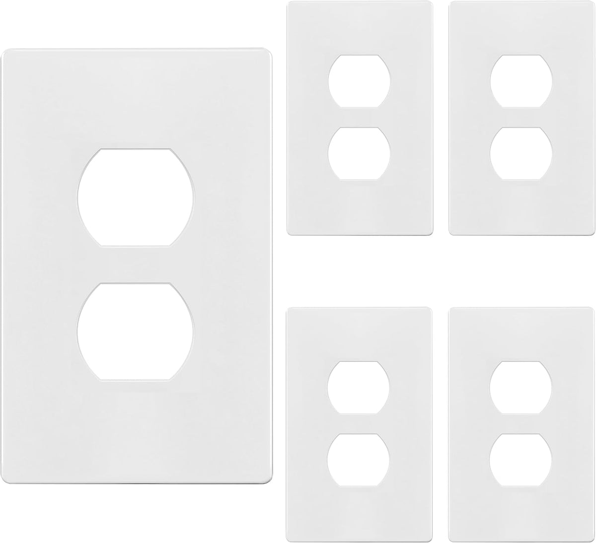 TG Mid-Size Screwless Duplex Wall Plate, Child Safe Receptacle Outlet Cover, Medium Size 1-Gang
