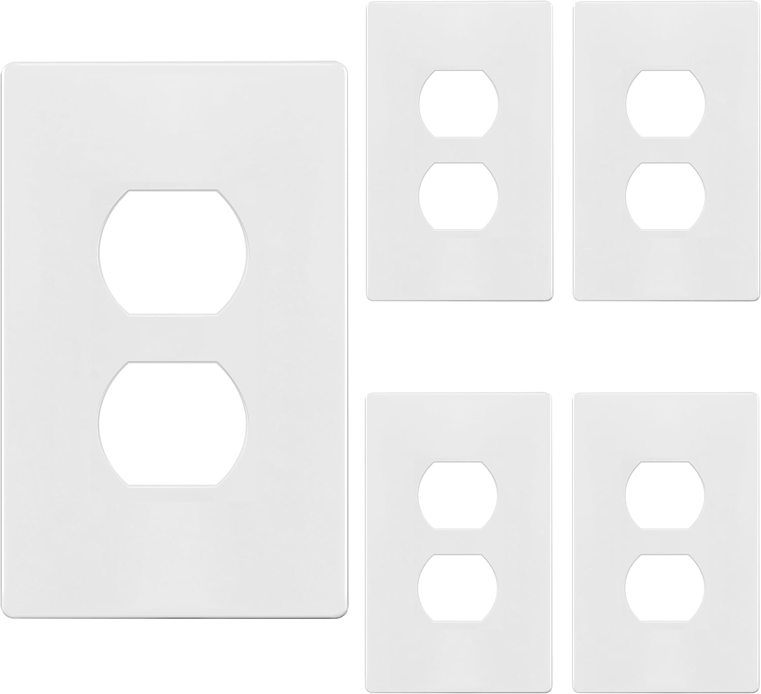 TG Mid-Size Screwless Duplex Wall Plate, Child Safe Receptacle Outlet Cover, Medium Size 1-Gang