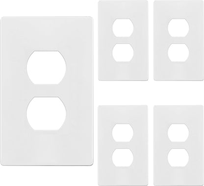 TG Mid-Size Screwless Duplex Wall Plate, Child Safe Receptacle Outlet Cover, Medium Size 1-Gang
