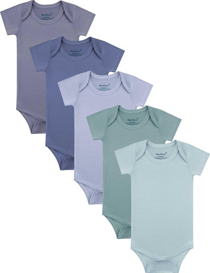 Baby Short Sleeve Solid Bodysuit - Super Soft Rayon made from Bamboo - Newborn Infant Toddler Boy