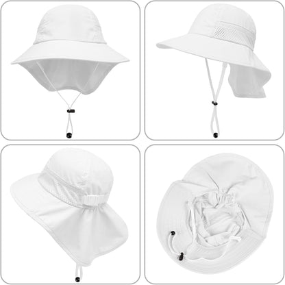 Toddler Baby Sun Hat Kids Summer UPF 50+ for Boys Girls Adjustable Beach Hats with Bucket Wide Brim