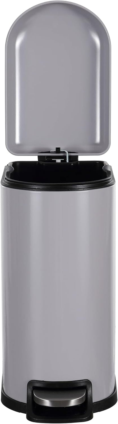 happimess HPM1009I Roland Mini 2.6-Gallon Step-Open Trash Can, Fog Gray,with Soft-Close Lid