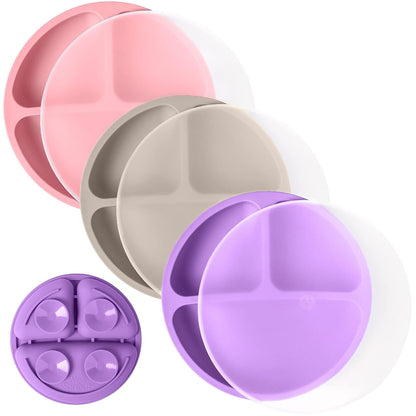 WeeSprout Suction Plates with Lids for Babies & Toddlers - 100% Silicone, Dinnerware Stays Put
