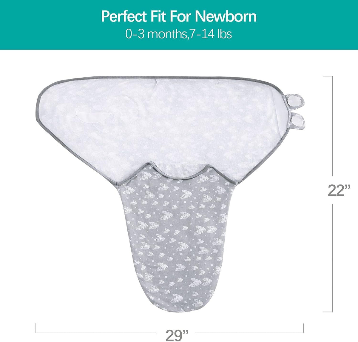 Biloban Baby Swaddles 0-3 Months for Boy Girls, Newborn, Organic Cotton Adjustable Blanket, Lovely
