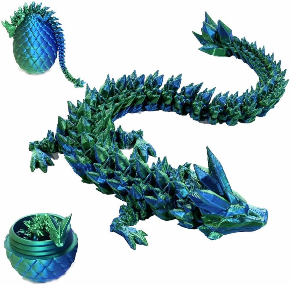 3D Printed Dragon Eggs with Dragon Inside, Articulated Crystal Dragon in Egg , Executive Dragon