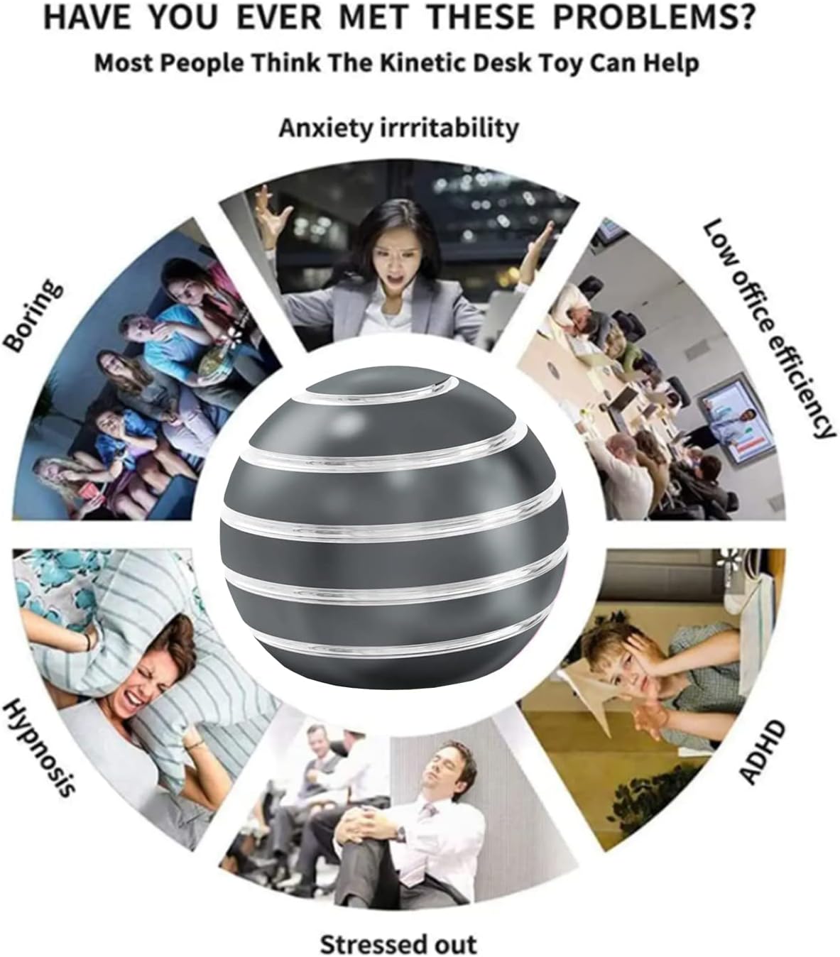 Kinetic Desk Toy Balls, Metal Fidget Toys for Adults Kids Boys Girls Teens, Fidgets for Classroom