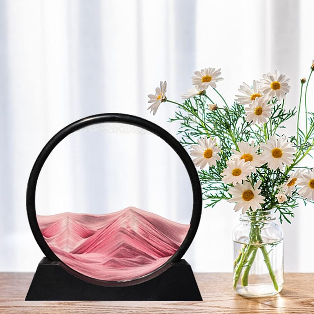 Aoderun Moving Sand Art Picture Round Glass 3D Deep Sea Sandscape in Motion Display Flowing Sand