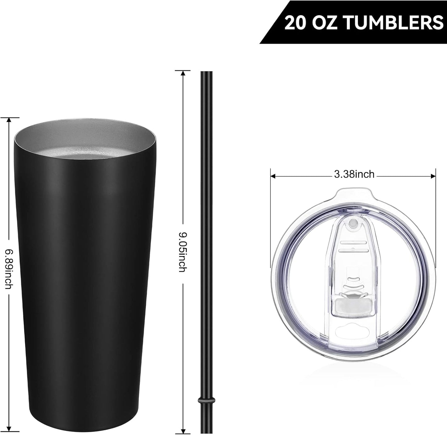 VEGOND 20oz Tumbler Bulk with Lid and Straw 1 Pack, Stainless Steel Vacuum Insulated Tumbler