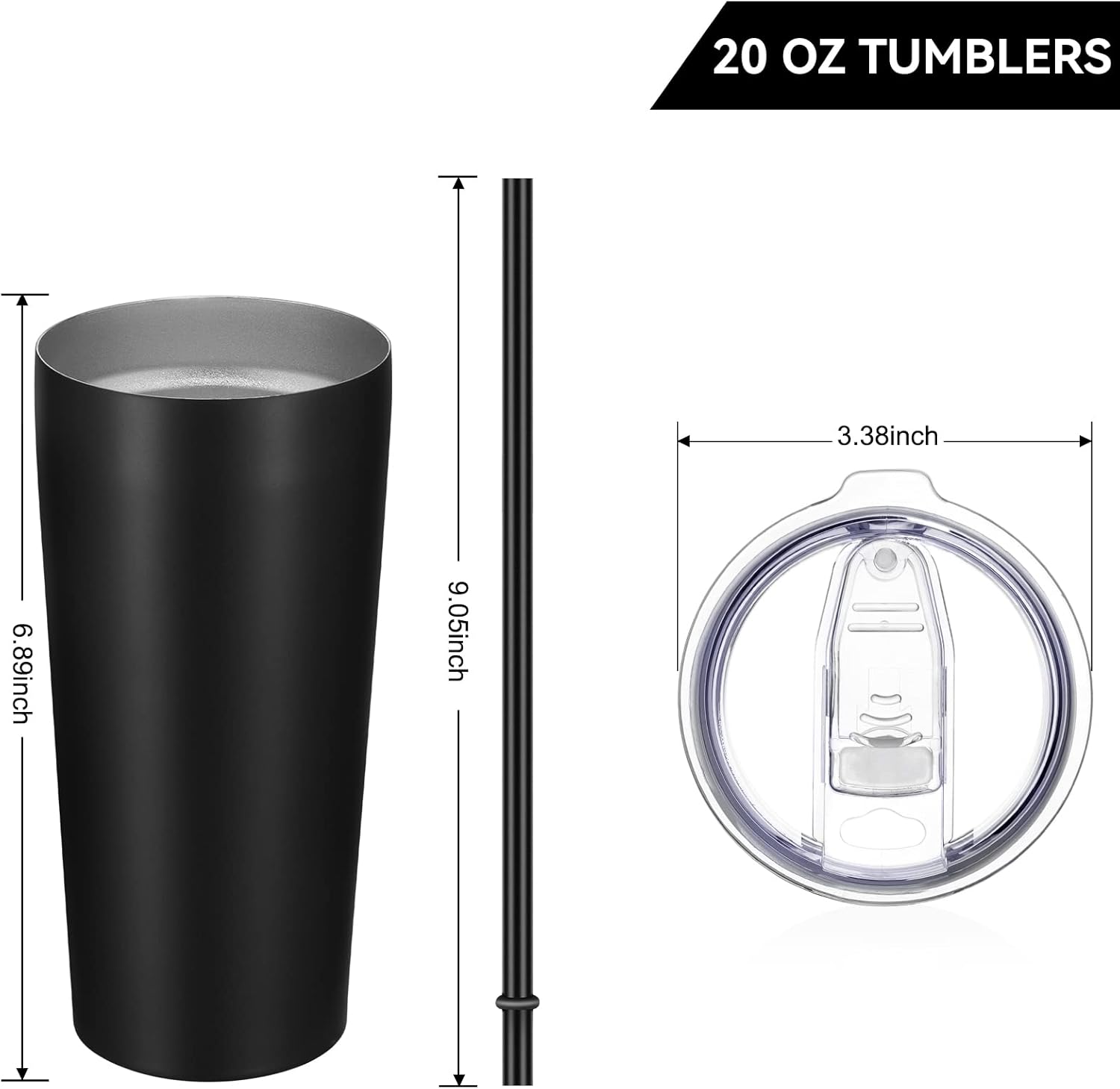 VEGOND 20oz Tumbler Bulk with Lid and Straw 1 Pack, Stainless Steel Vacuum Insulated Tumbler