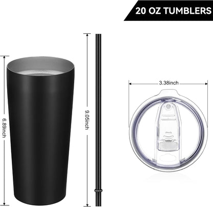 VEGOND 20oz Tumbler Bulk with Lid and Straw 12 Pack, Stainless Steel Vacuum Insulated Tumbler