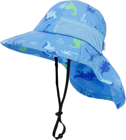 CHUNG Baby Sun Protection Hat Summer Toddler Adjustable UPF 50+ Wide Brim Neck Flap Beach Caps Boys