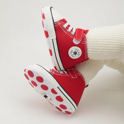 Unisex Baby Girls Boys Canvas High-top Shoes, Newborn Infant Anti-Slip Soft Sole Frist Walking