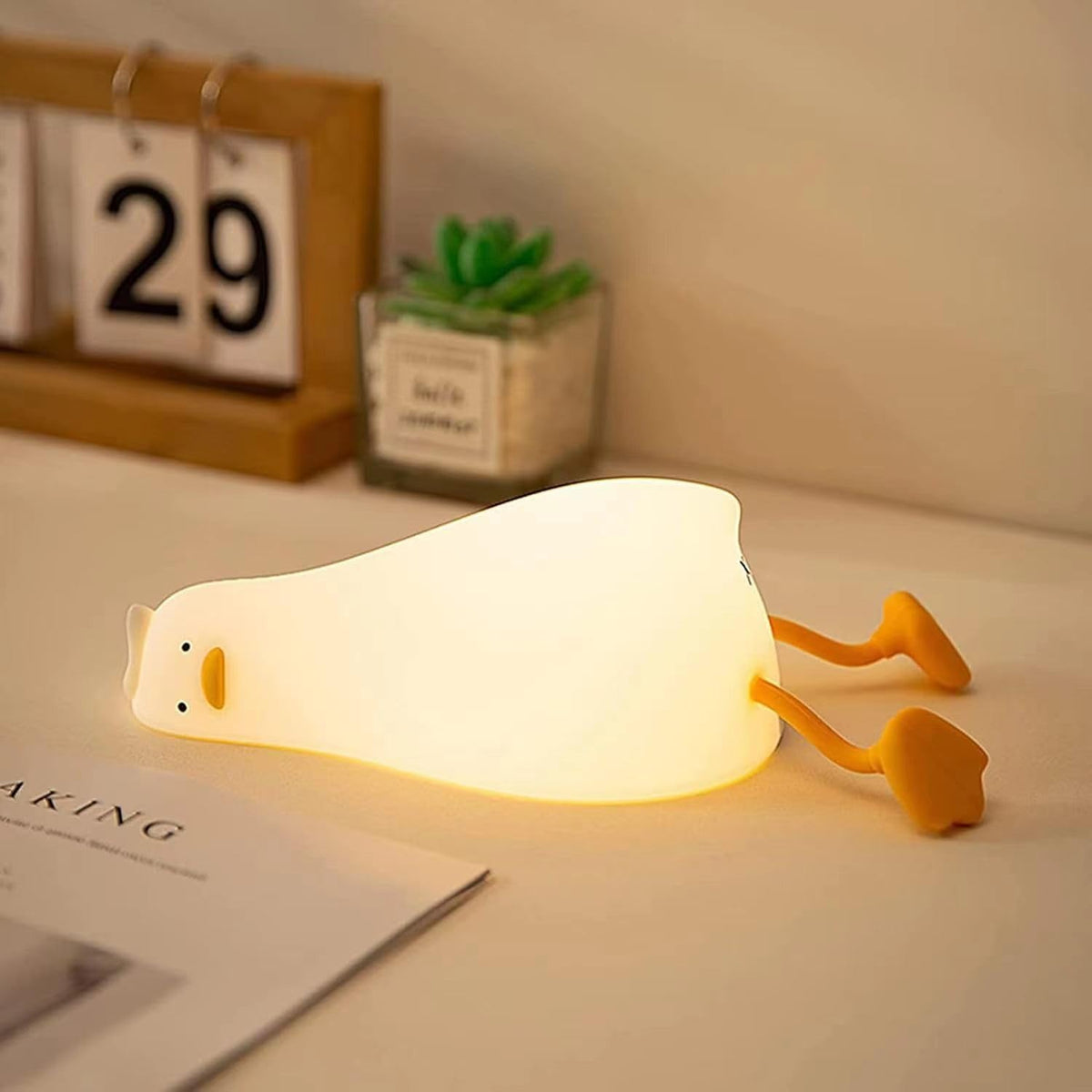 Cute Duck Lamp,Fun Lying Flat Duck/Chicken/Pig/Rabbit/Panda Night Light,LED Squishy Animal Novelty