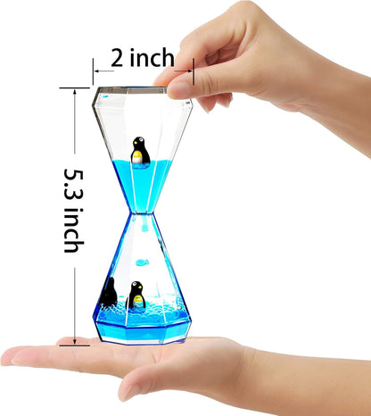 Liquid Motion Bubbler & Diamond Shaped Penguin Liquid Timer and Moving Sand Art Picture Pack of 3