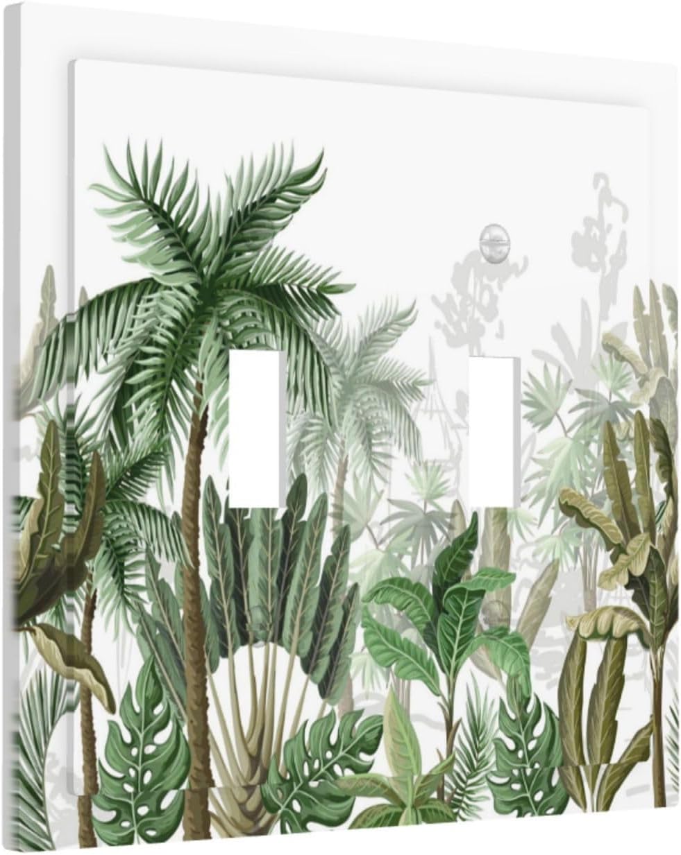 Palm Tree Banana Leaf Green Rainforest Natural Landscape Decorative Switch Plates 2 Gang Double