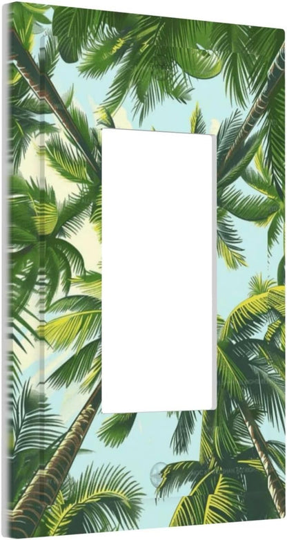 Summer Sky Coconut Palms Trees Green Plants Leaf Decorative Outlet Covers 1 Gang Single Rocker
