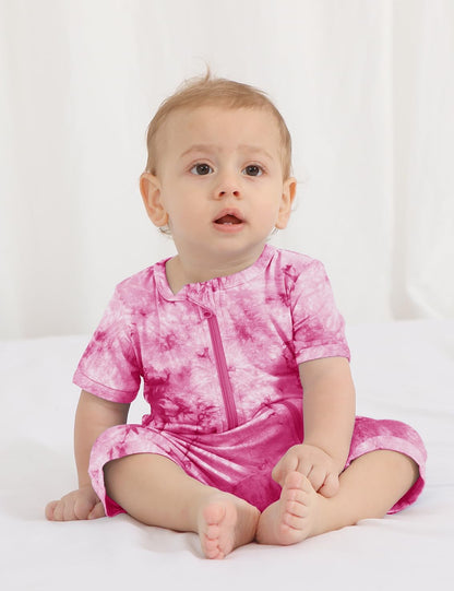 Jimonda Baby Girl Boys Rayon From Bamboo Pajamas 3 Pack Short Sleeve Footless Romper 2 Way Zipper