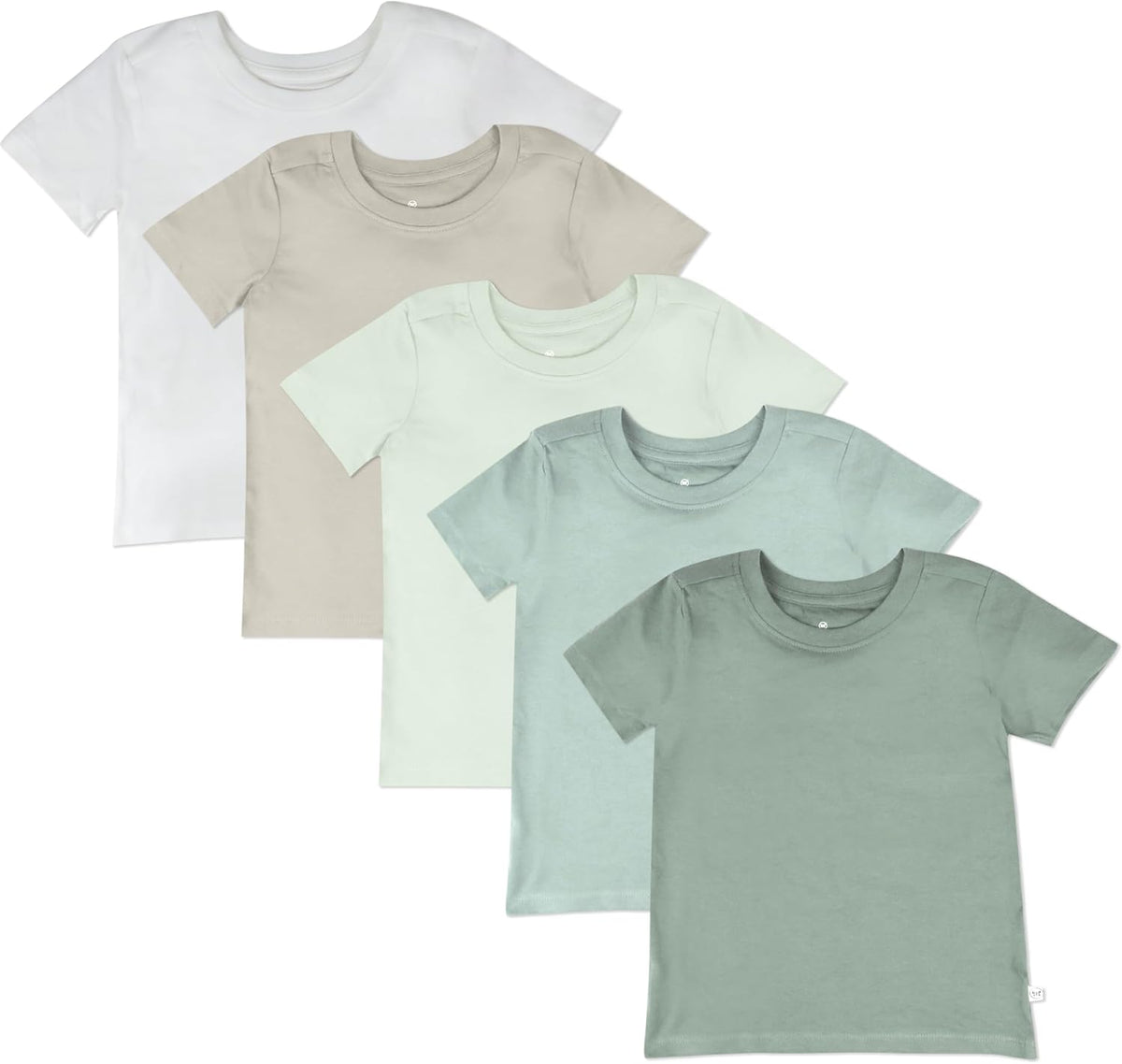 HonestBaby 5-Pack Short Sleeve T-Shirts 100% Organic Cotton Baby, Toddler, Little Kid, Boy, Girl