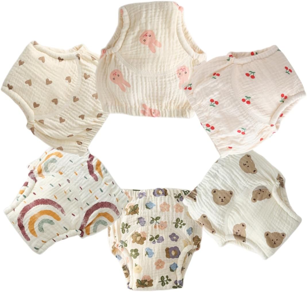 Baby Training Underpants,Soft Cotton Absorbent Potty Training Underwear For Baby Boys And Girls 6