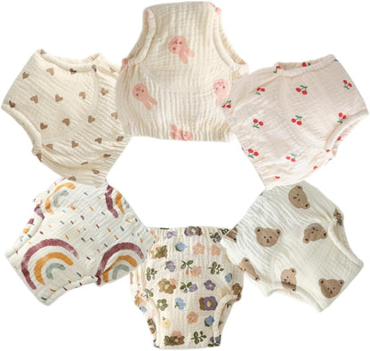 Baby Training Underpants,Soft Cotton Absorbent Potty Training Underwear For Baby Boys And Girls 6