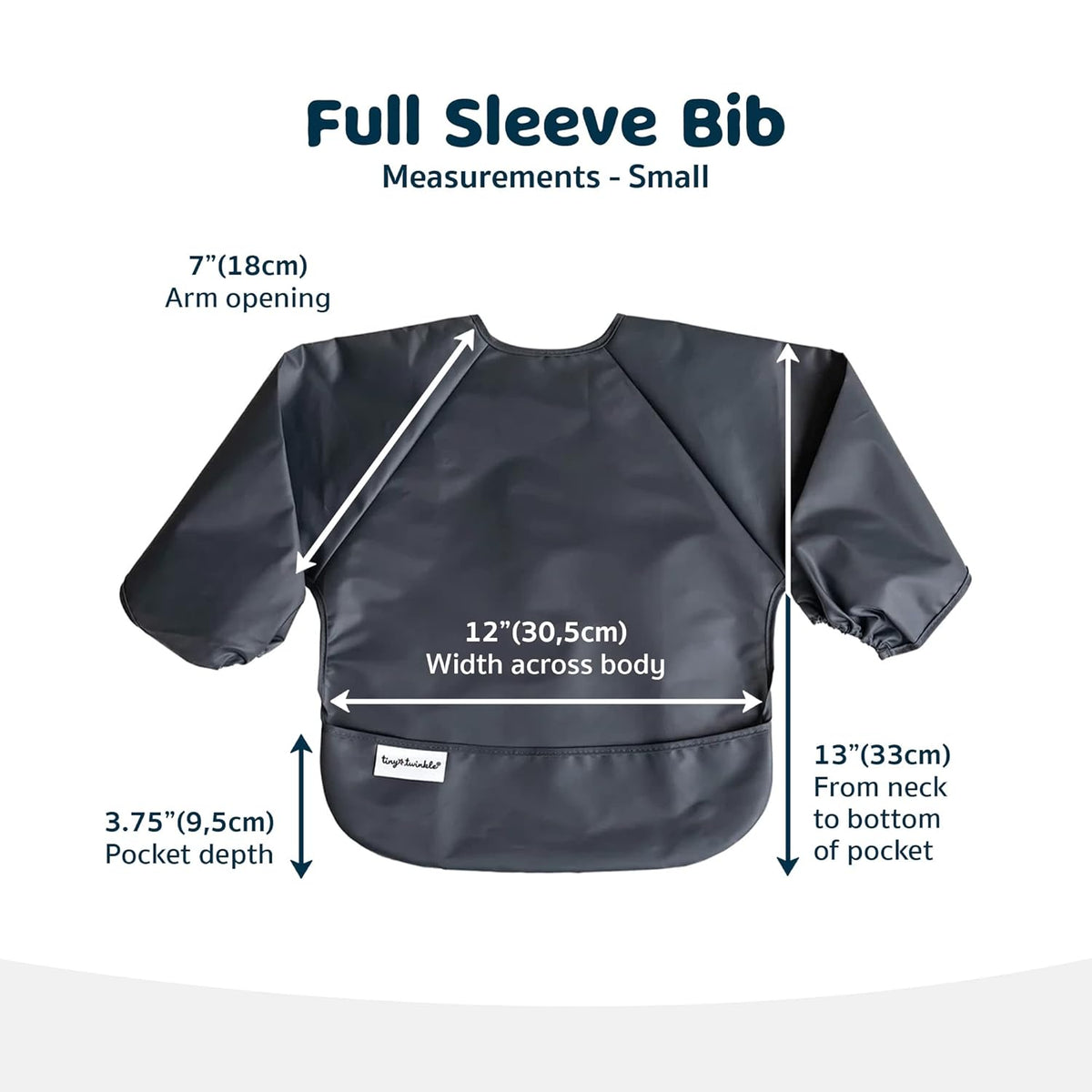 Tiny Twinkle Mess Proof Baby Bibs, 2pk Waterproof Smock Baby Bibs for Eating, Machine Washable Long