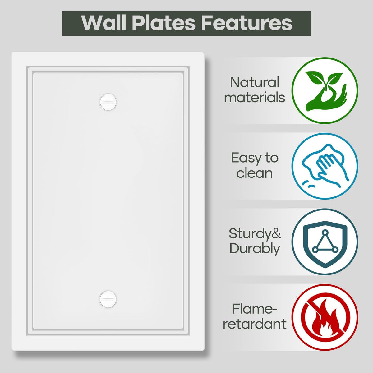 4 Pack Single Blank Outlet Cover Plate White Classic Decorative Blank Light Switch Plates Cover 1