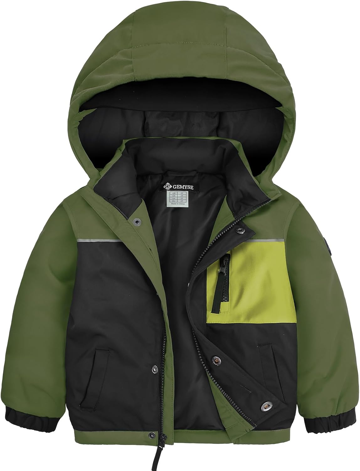 GEMYSE Toddler Boys Winter Coat Waterproof Ski Snow Jacket with Hood Thicken Warm Baby Jacket