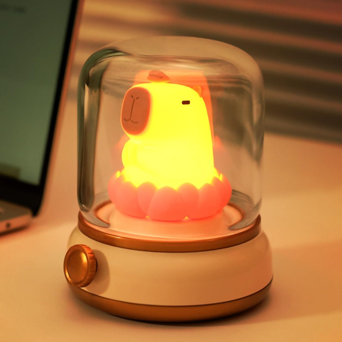 Lucky Capybara Night Light, Cute Rechargeable Lamp for Kids, Rotatable Brightness Adjustment, Lucky