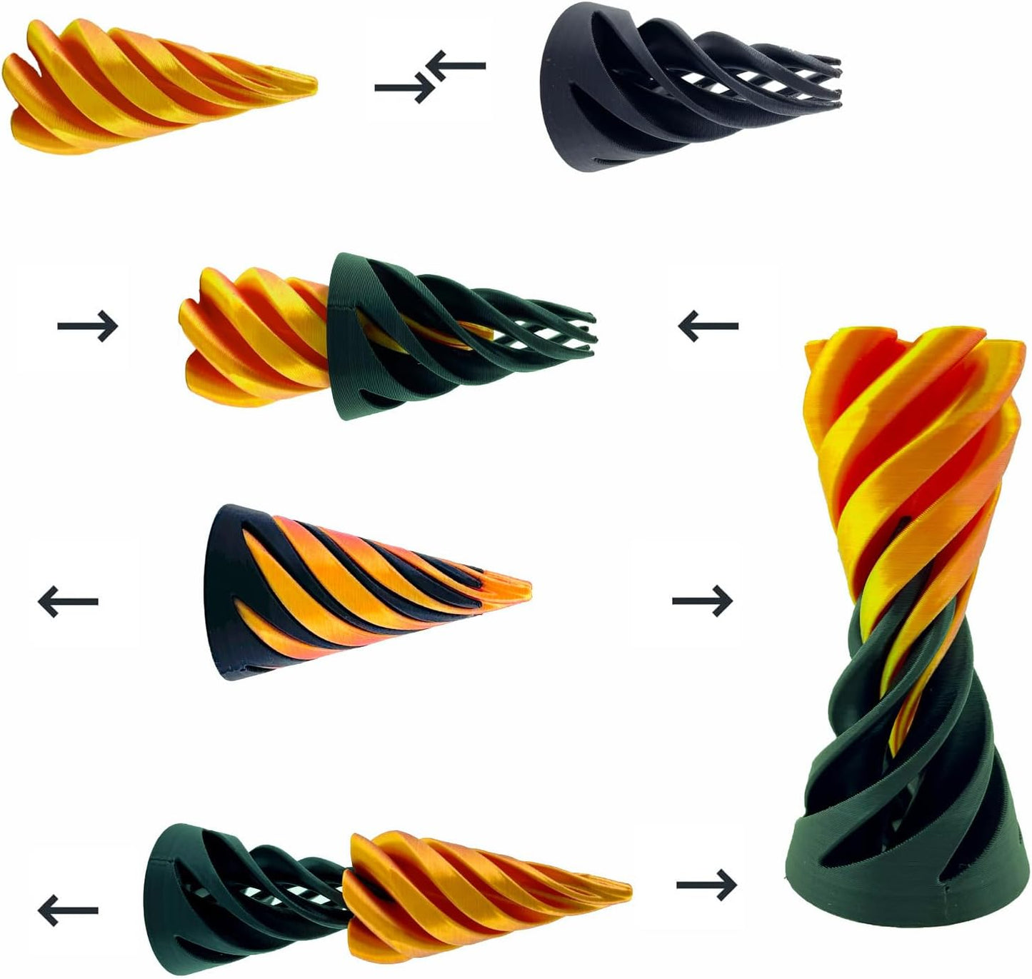 3 Packs Impossible Cone,Spiral Cone Fidget Toy Impossible Pyramid Passthrough Toy,3D Printed Spiral