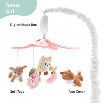 The Peanutshell Crib Mobile for Girls - Pink and White Musical Baby Crib Mobile with 12 Lullabies
