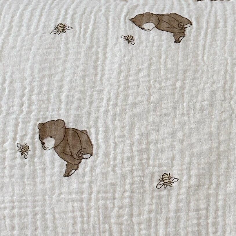 BuLuTu Cartoon Bear Muslin Pillowcase for Boys Girls Cute Animal Print Toddler Pillow Cases Soft