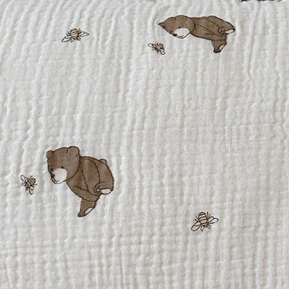 BuLuTu Cartoon Bear Muslin Pillowcase for Boys Girls Cute Animal Print Toddler Pillow Cases Soft