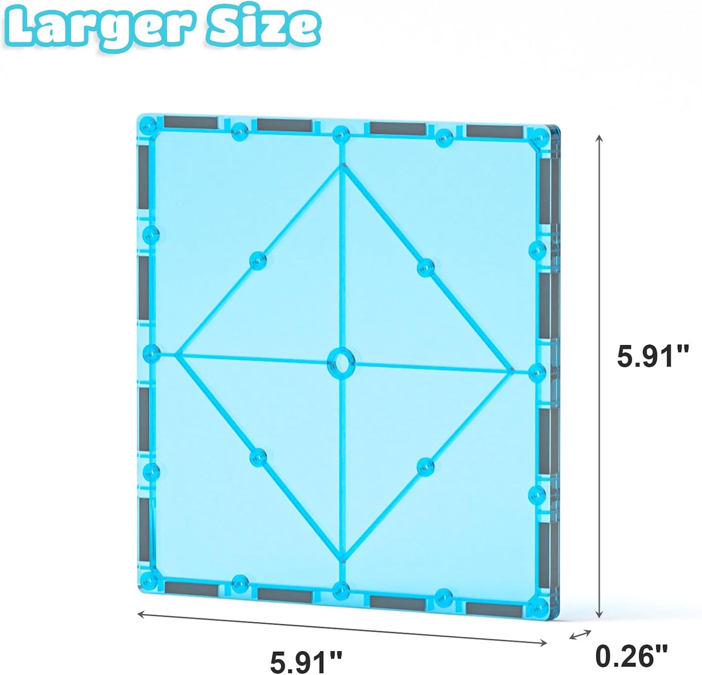 Bmag 4 Piece Magnetic Tiles Large Square, Magnet 3D Building Blocks Expansion Set for Kids, STEM