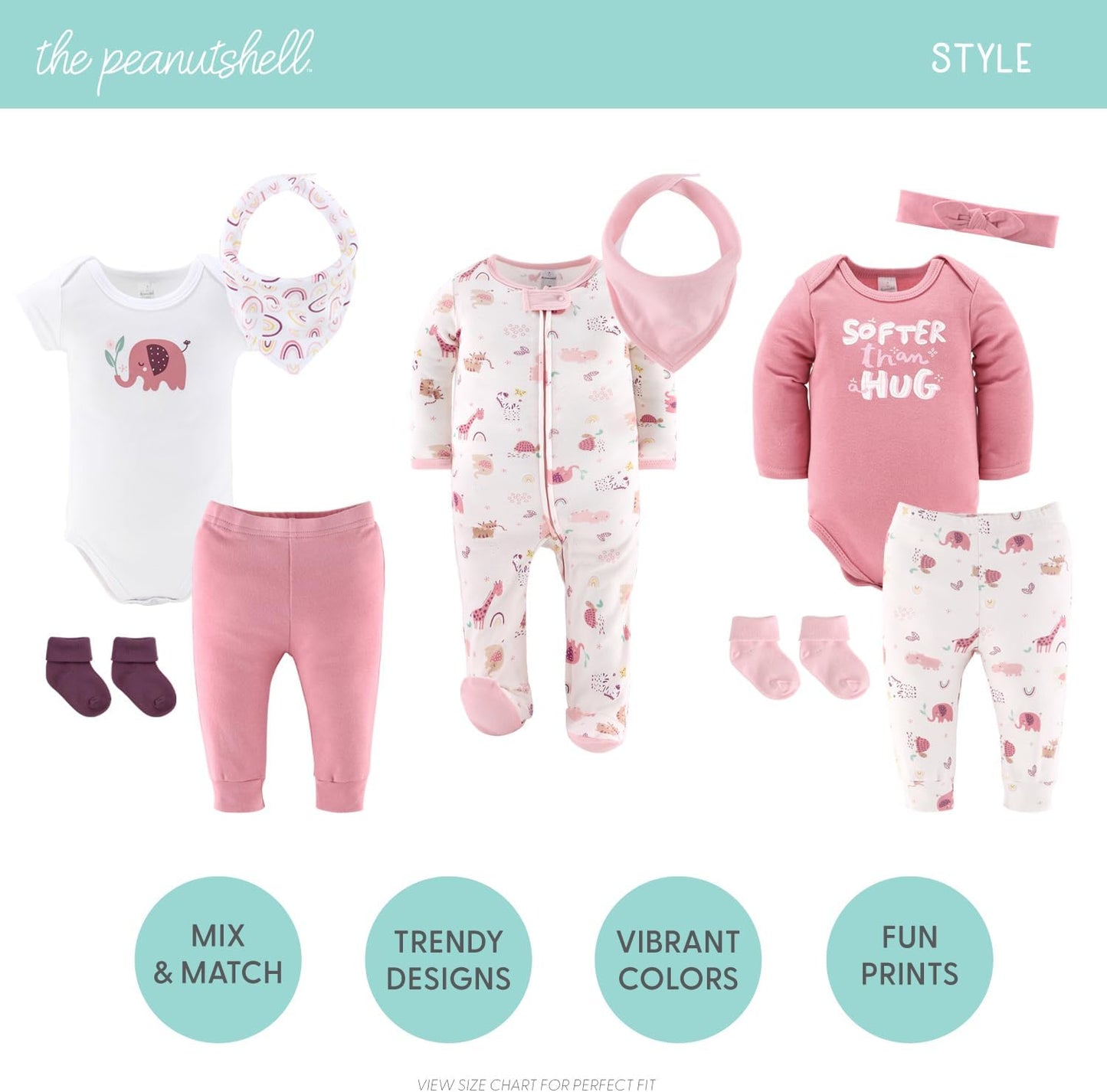 The Peanutshell Baby Layette Gift Set for Girls - 23 Piece Newborn Girl Gift Sets, Baby Clothes &