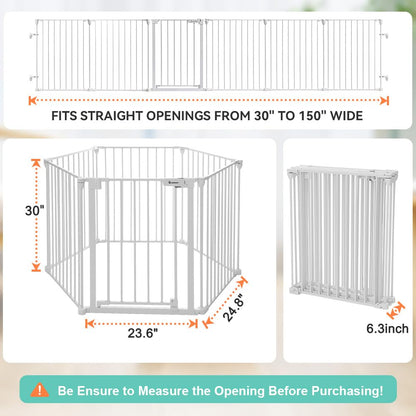 COMOMY 150" Extra Wide Baby Gate With Door - Auto Close Fence Play Area for House Doorways