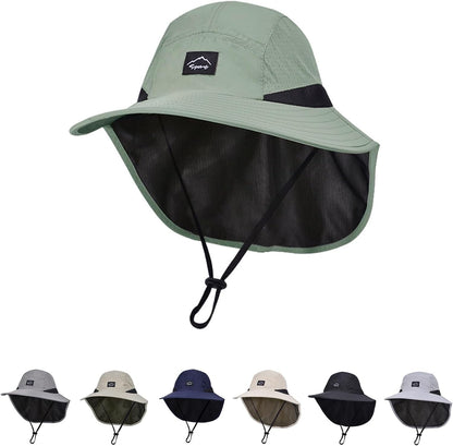 Outdoor Kids Sun Hat with Neck Flap UPF 50+ Quick Dry Beach Hats for Baby Boys Girls Age 2-12 Years