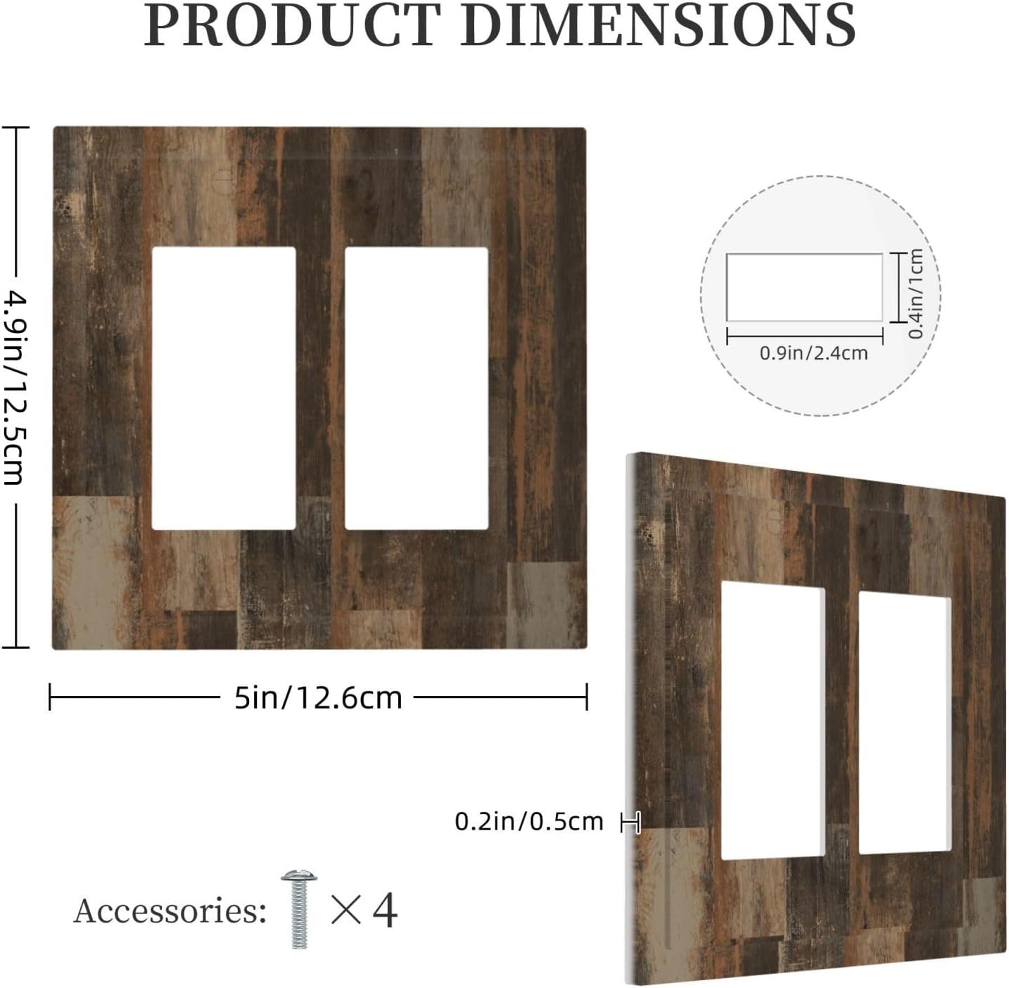 Rustic Brown Wood Grain Dark Oak Decorative Outlet Covers 2 Gang Double GFCI Rocker Electrical Wall