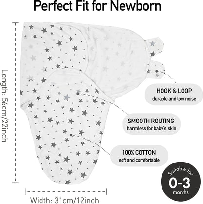 GLLQUEN BABY Newborn Swaddle Blankets for Baby Boy, 3 Pack Baby Swaddles 0-3 Months, Swaddling