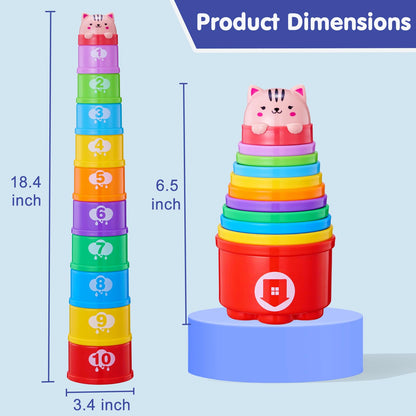 WEEJOYGAM Baby Stacking Cups, Nesting Stacking Toys for Toddlers 1-3 Montessori Toys for 1 Year Old