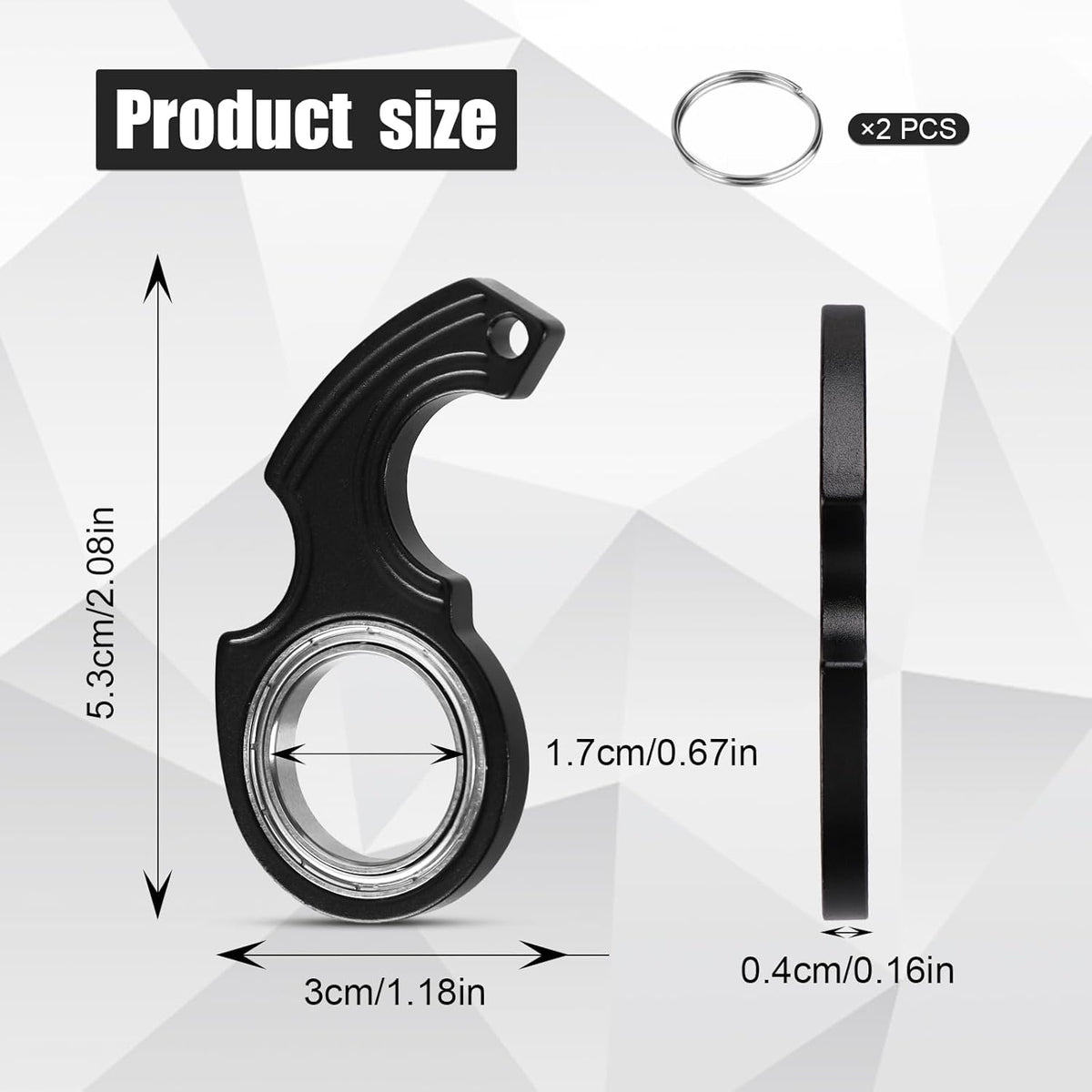2pcs Key Chain Spinner Fidget Toy, Portable Finger Spinning Keychain with 2pcs Key Ring Funny Key