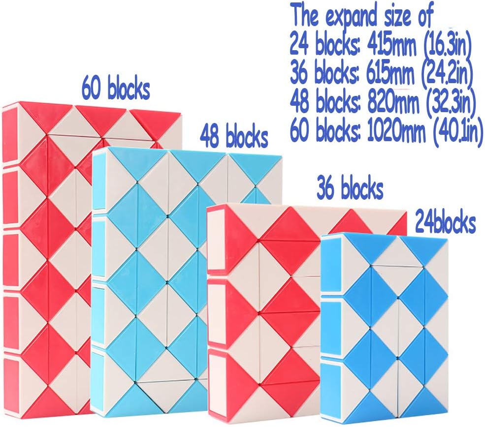2PACK 36 Stages Fidget Magic Snake Cube Puzzles Twist Ruler Speed Cubes Brain Teaser Game Toys for