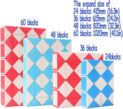 2PACK 36 Stages Fidget Magic Snake Cube Puzzles Twist Ruler Speed Cubes Brain Teaser Game Toys for