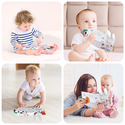 Vicloon Cloth Books, 3D Touch and Feel High Contrast Cloth Book, Baby Books Toys for Baby 0-12