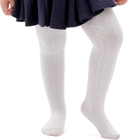 Marchare Baby Girls Tights Thick Solid Cable Knit Leggings Winter Warm Stockings For Toddler Girls