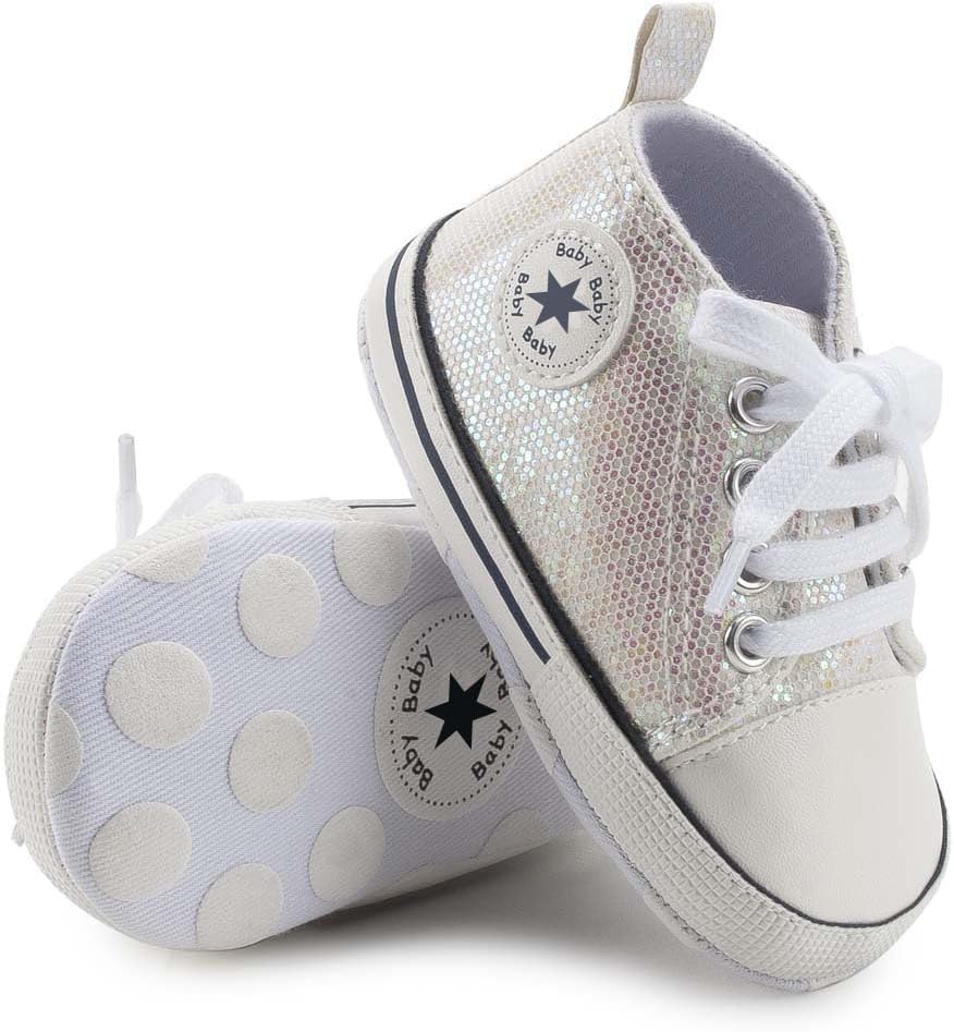 Unisex Baby Girls Boys Canvas High-top Shoes, Newborn Infant Anti-Slip Soft Sole Frist Walking