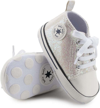 Unisex Baby Girls Boys Canvas High-top Shoes, Newborn Infant Anti-Slip Soft Sole Frist Walking